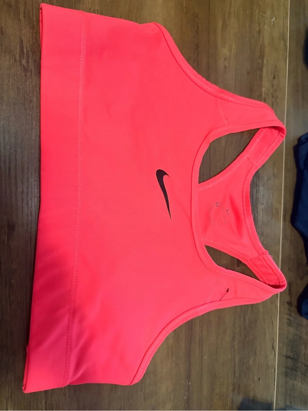 Nike Women’s Neon Coral Racerback Sports Bra - Black Swoosh